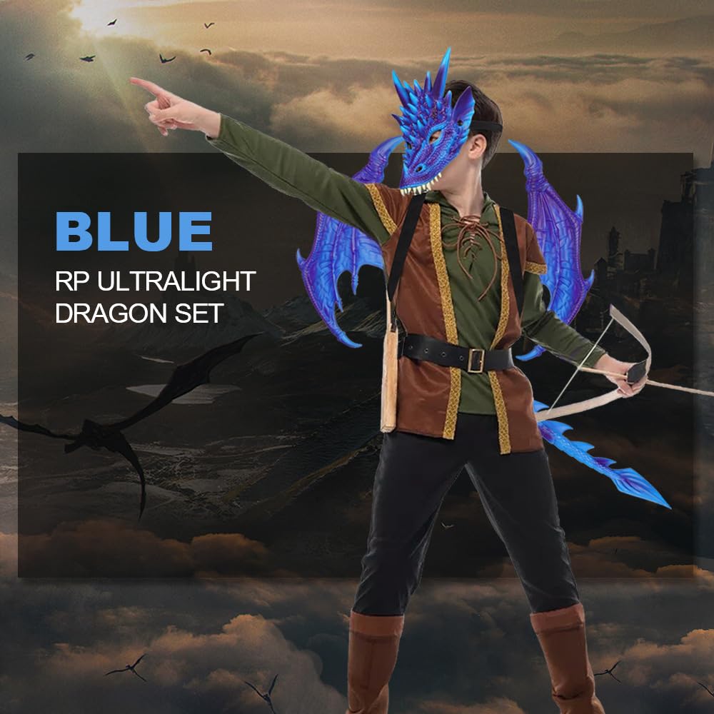 Kids Dinosaur Costume Dress Up Wings Dragon Tail Mask Set Halloween for Children Birthday Party Favors Gifts (Purple)