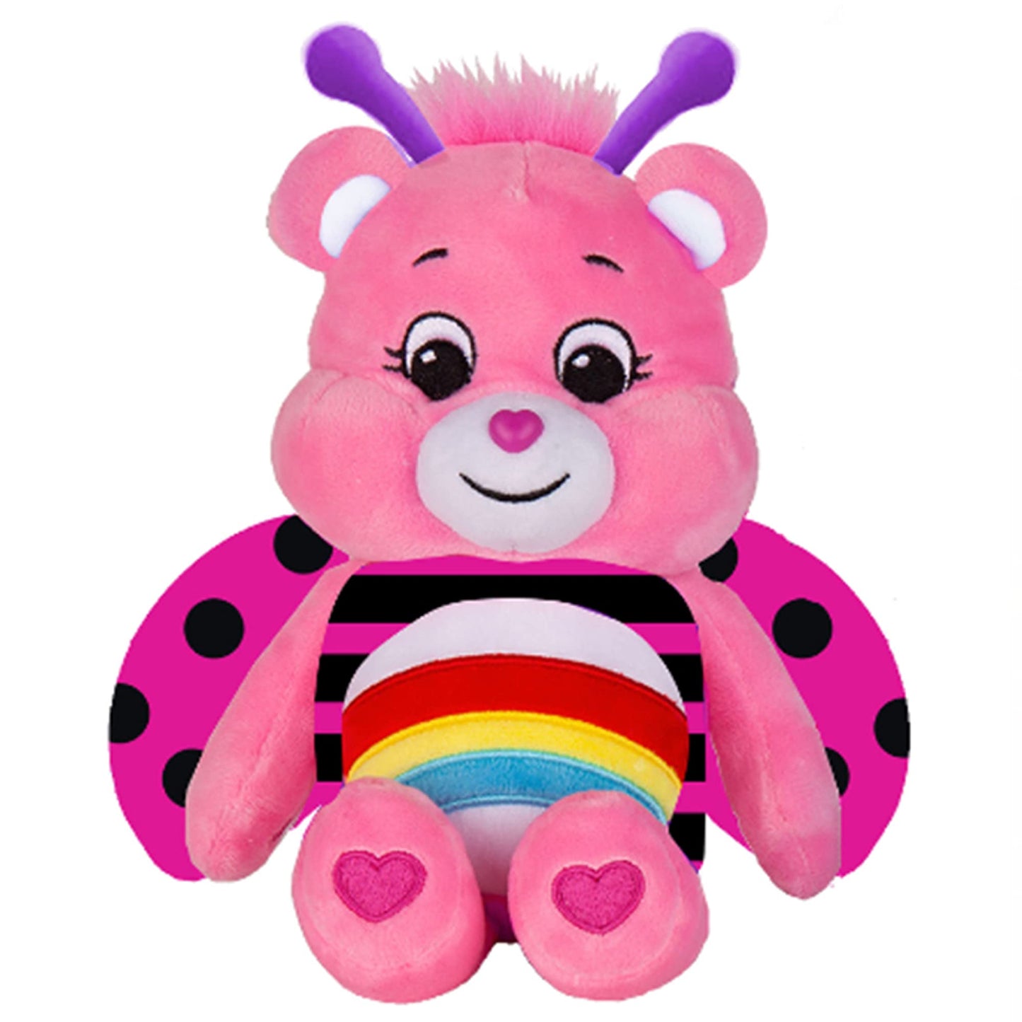 Care Bears Fun-Size Plush Ladybug Cheer Bear, 9" Pink, Super Soft Polyester Stuffed Animal, Perfect Gift for Ages 4+