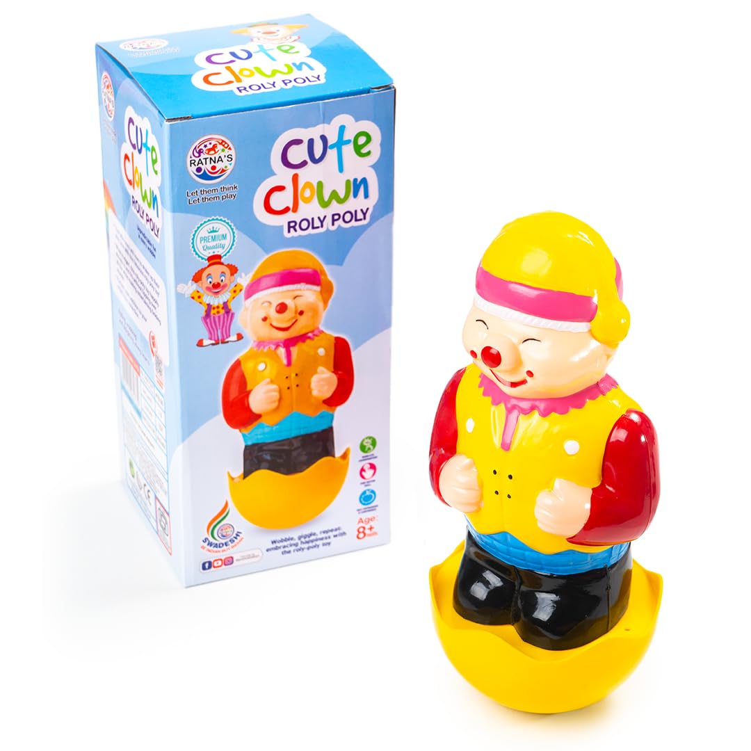RATNAS Cute Clown Roly Poly Push and Shake Wobbling Bell Sounds Musical Rattling Toy for New Born Infants & Toddlers
