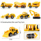 25 Pack Transport Construction Airplane Toy Play Vehicles Set for Kids Gifts, with 6 Construction Die-cast Toy Truck, 11 Road Si