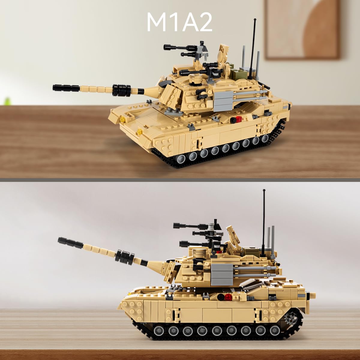 dOvOb Army Tank Building Block(1080 PCS) WW2 Military M1A2 Abrams Tank Model with Soldier Figures Toys Gifts for Kid and mature-themed