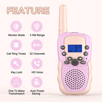 Toys For 3-12 Year Old Girls, Selieve 2 Pack Kids Walkie Talkies Rechargeable With 22 Channels, Led Flashlight And Vox Function,