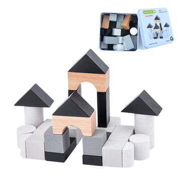 Cohhfwpd Wooden Building Blocks, Stacking Blocks Mini Size In Tin Box For Travel, Educational Toy Set For Child Ages 6+ And Adul