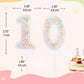 EAKE 10th Birthday Candle - Macaron Glitter Pastel Number 10, Multicolor Wax Decoration for Cake, Ideal for Girls' Birthday & Anniversary Parties