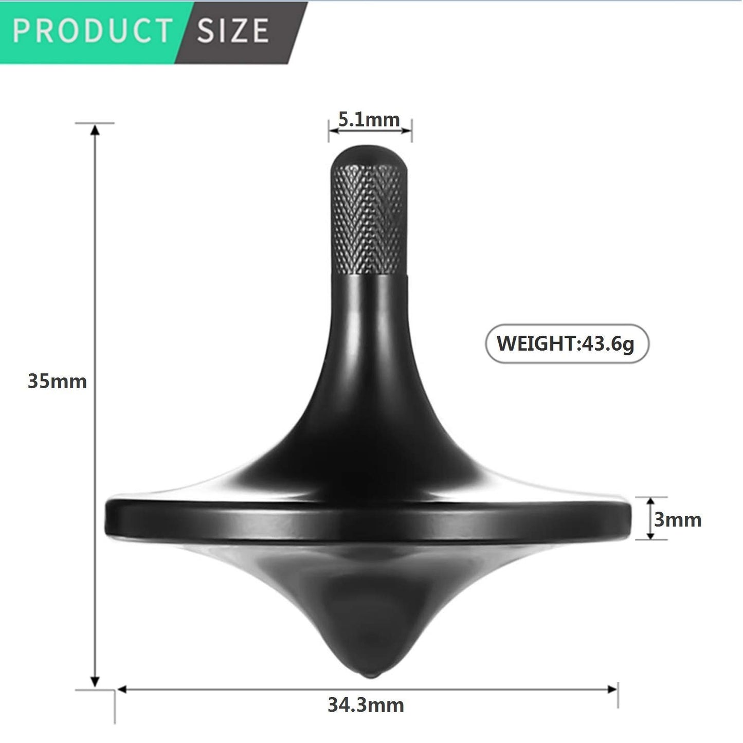 CHEETOP Stainless Steel Spinning Top  enhanced Exquisite Perfect Balance Well Made Metal Desk EDC Little Fidget Toy  Spin Long Time Over 6 Minutes  Great Value (Black  Large Diameter 34mm)