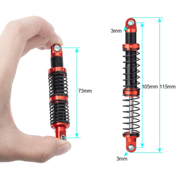 Que-T 4pcs Metal Shock Absorber Damper for 1/10 RC Crawler Car SCX10 D90 TRX4 TRX6 (105mm)
