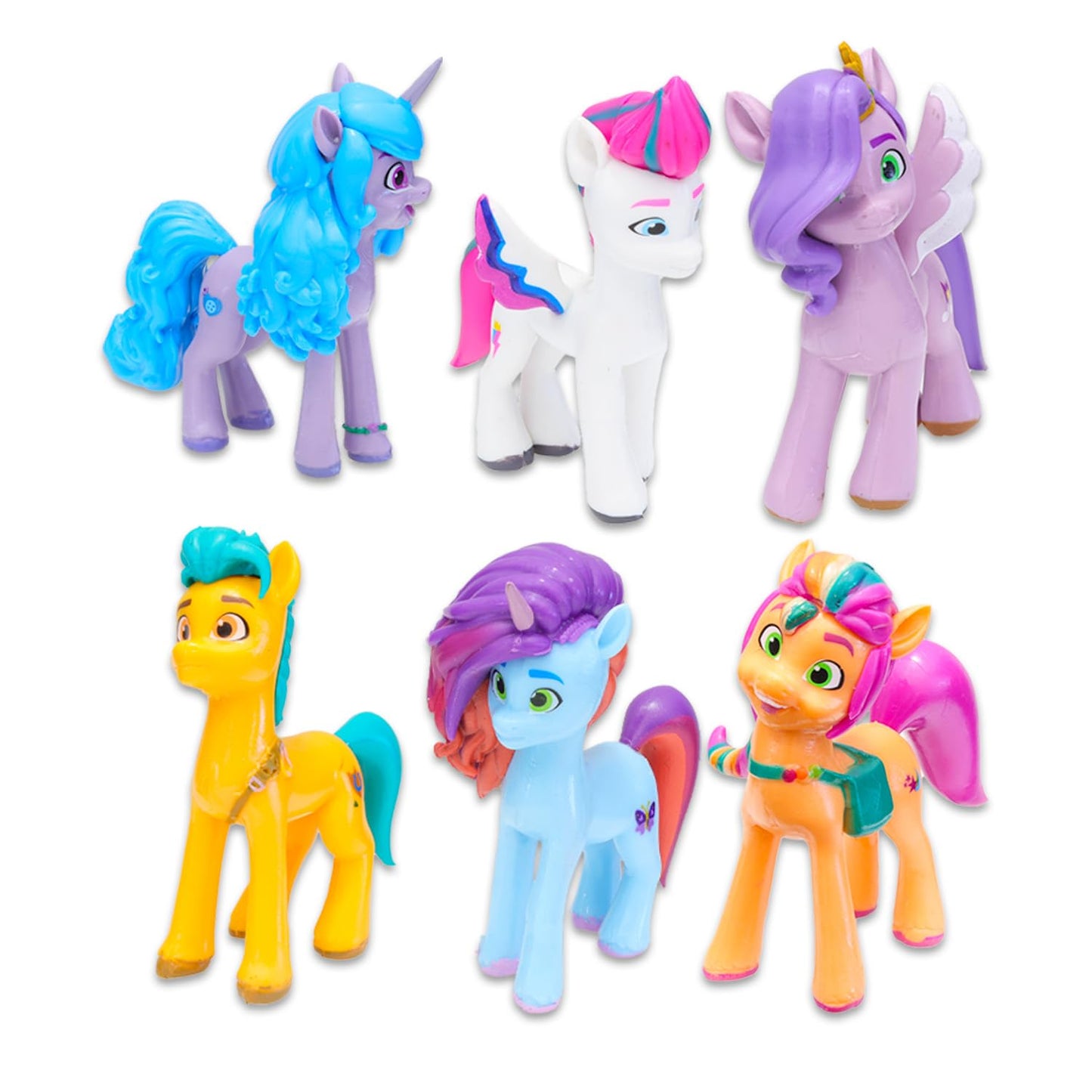 My Little Pony Mini Figures 6 Pack - Toy Bundle With 4 Cupcake Topper Figurines Plus Stickers, Bookmark | Party Supplies