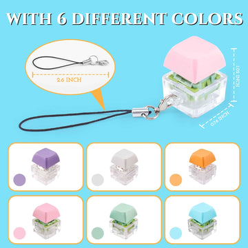 Byhoo Keyboard Fidget Toys 6 Pcs,Quiet Fidget Clicker For Relieve Stress,Fidget Keychain In 6 Colors Clicker With Nylon Lanyard,Silent Keyboard Fidget For Library,Study Room And More Quietness Place