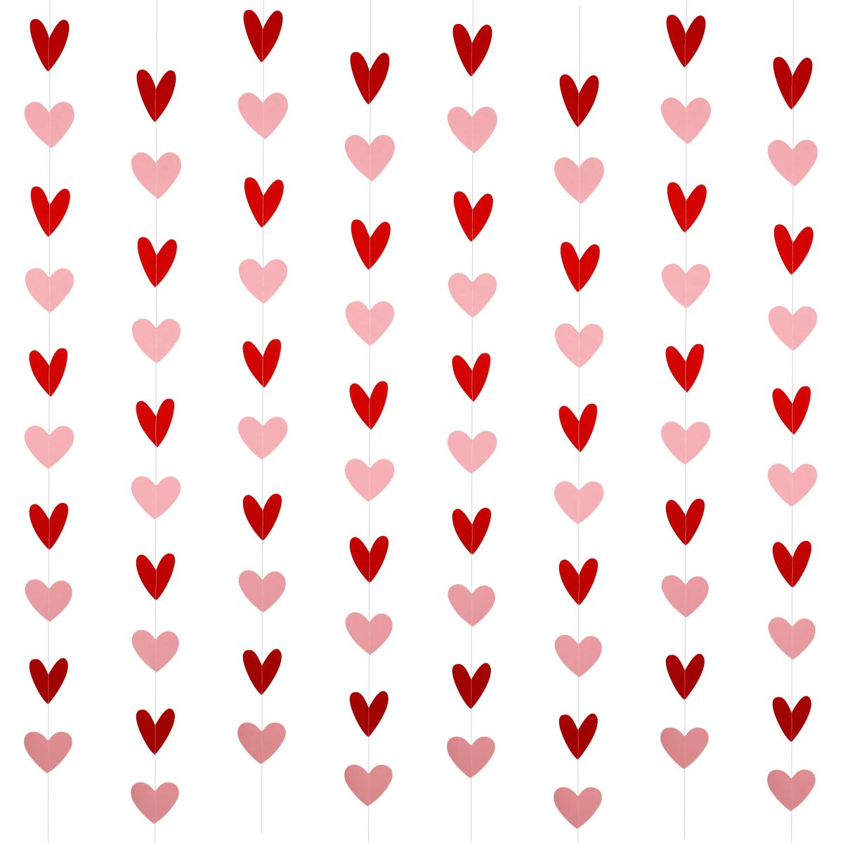 80 Heart Garland Red & Pink- Valentines Day Decoration, Hanging Hearts, Valentines Day Banner, Hanging Valentines Garland, Valen