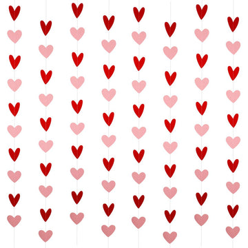 80 Heart Garland Red & Pink- Valentines Day Decoration, Hanging Hearts, Valentines Day Banner, Hanging Valentines Garland, Valen
