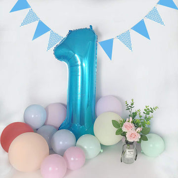 Toniful 40 Inch Blue Large Numbers Balloon 0-9 Birthday Party Decorations,Foil Mylar Big Number 0 Balloon Digital 0 For Birthday