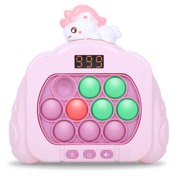Quick Push Pop Game Fidget Toys, 12 Modes Led Screen Light Up Fast Push Bubble Game, Handheld Speed Pushing Game, Christmas Toys Gifts For 6 7 8 9 10 11 12 Years Old Kids Stocking Stuffers (Unicorn)