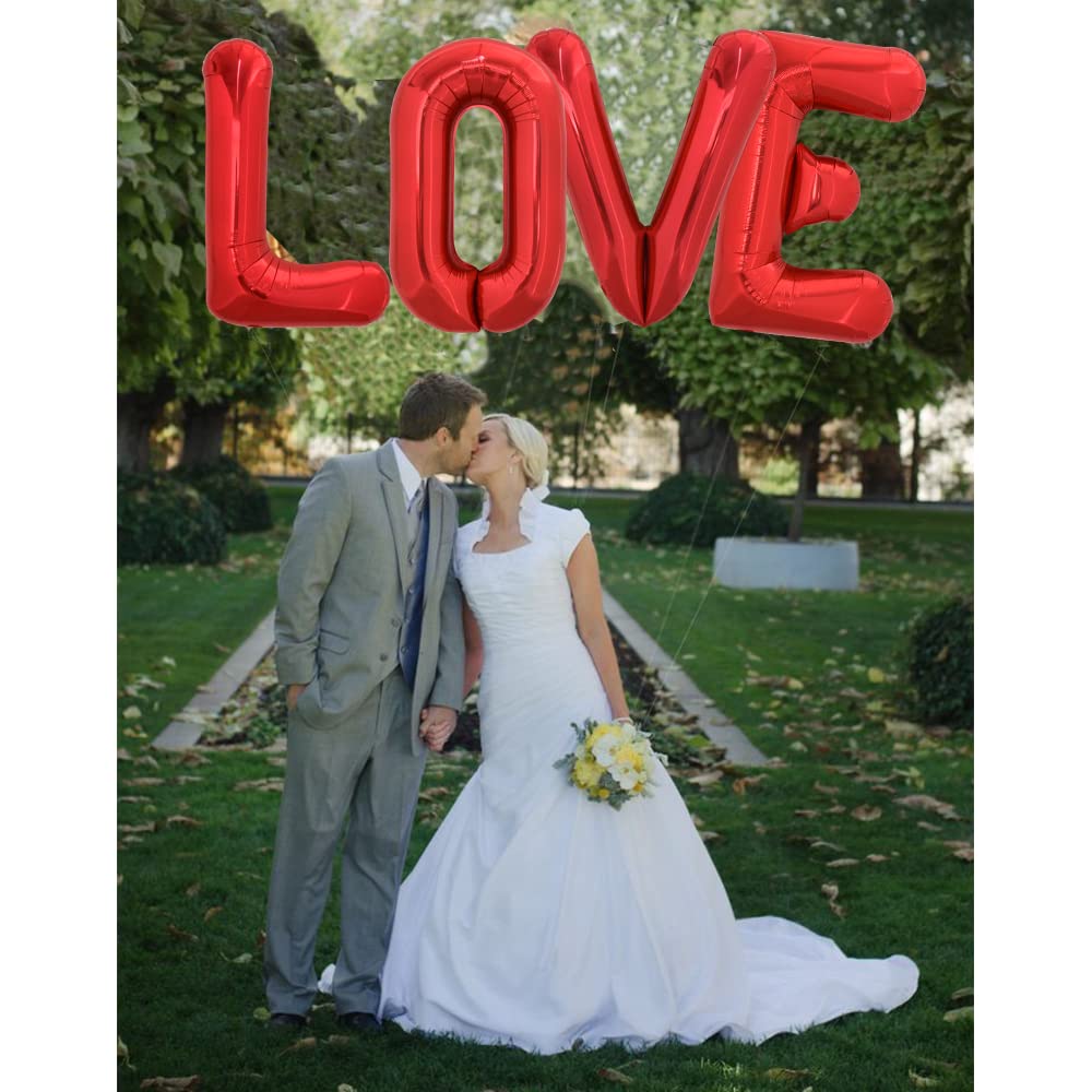 Toniful 40 Inch Large Bright Red Letter Balloons A-Z, Giant Jumbo Helium Foil Mylar Big Letter E Balloons For Birthday Party Ann