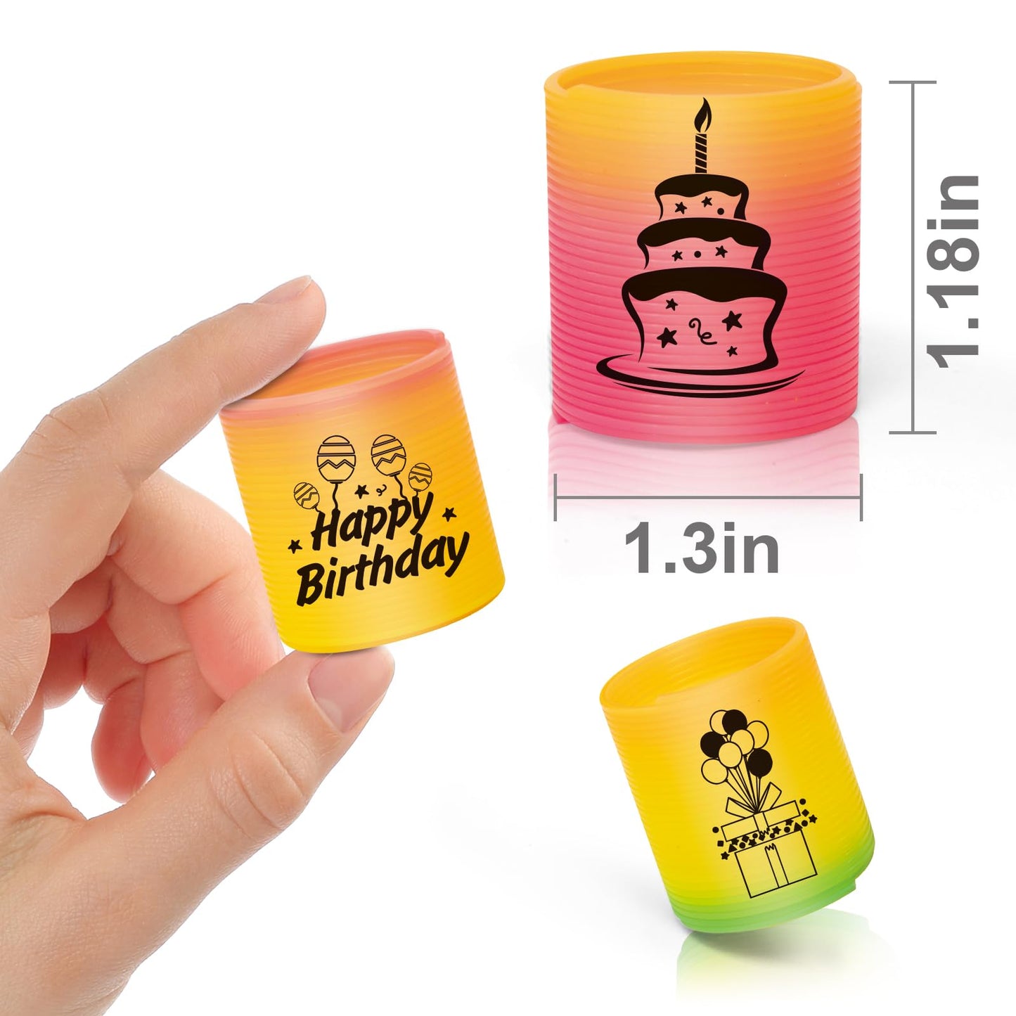 Cleverzone 36 Pack Spring Rainbow Magic Fidget Stress Coil Mini Springs Bulk Toys Party Favor For Kids Birthday Carnival Prize Goodie Bag Stuffers For Boys Girls (Birthday)