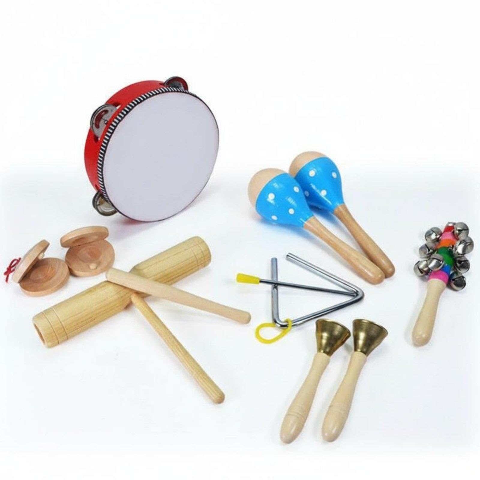 Ecomistiq14 Pieces Hand Percussion Assortment Early Music Education Toddler Percussion Playset Variety Pack Rhythm Instrument Se