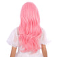 Wavelnm Kids Pink Wigs Child Long Curly Wavy Wigs Light Pink Wig For Girls Pink Wig With Bangs Synthetic Wig With Wig Cap
