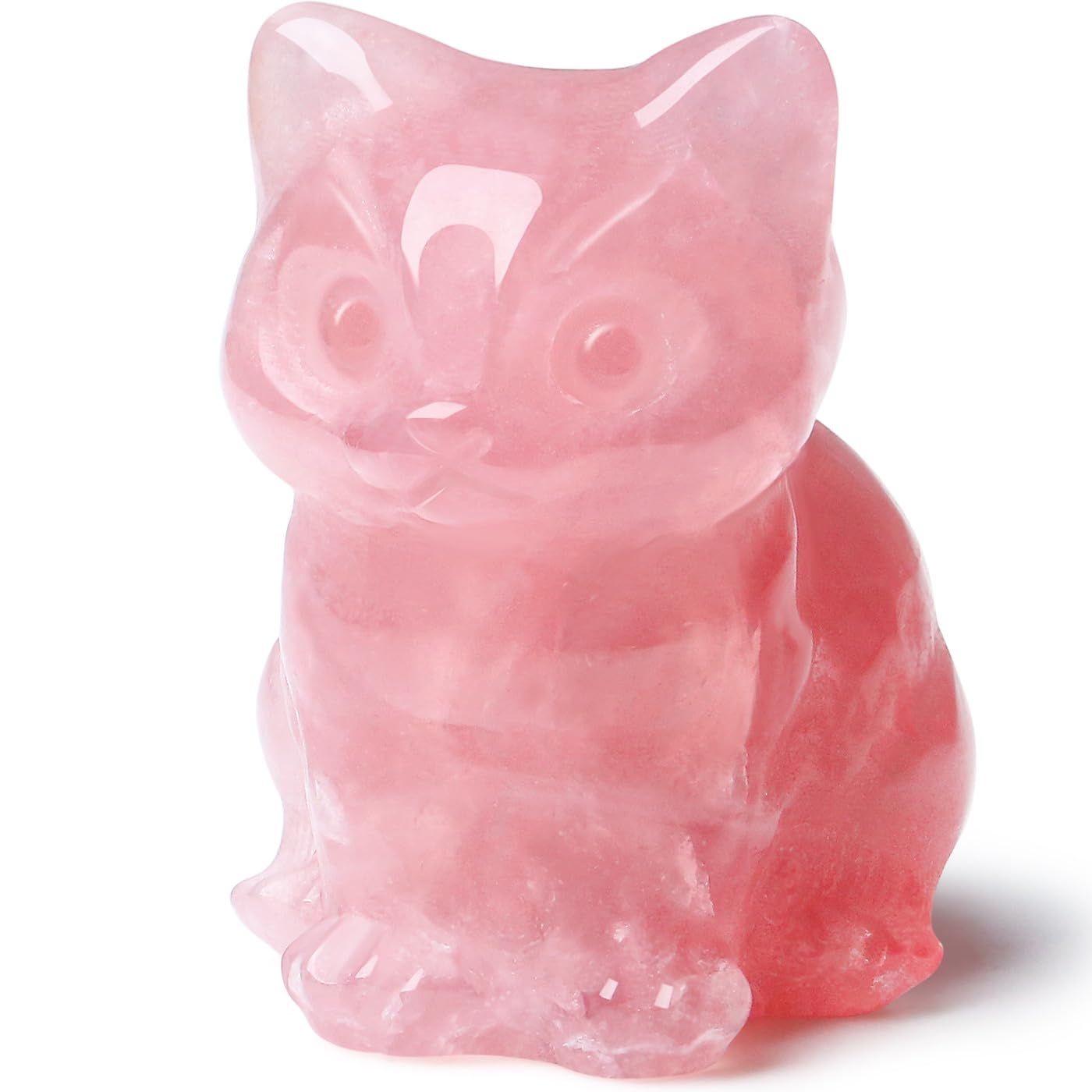 Duqguho Cat Decor Rose Quartz Cat Crystal Figurines Crystals Gifts For Cat Lovers Men Women Lucky Cute Cat Statue For Room Desk