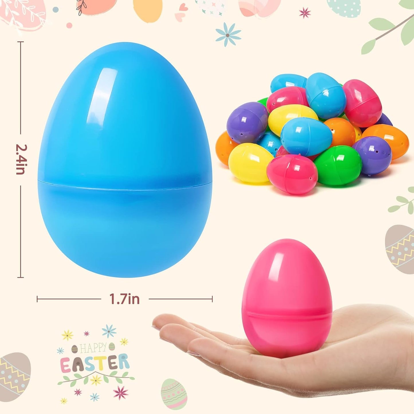 Jumlys 1500 Pcs 2.4'' Plastic Easter Eggs, Empty Fillable Colorful Easter Eggs With Hinge, Perfect For Easter Hunt, Basket Stuff