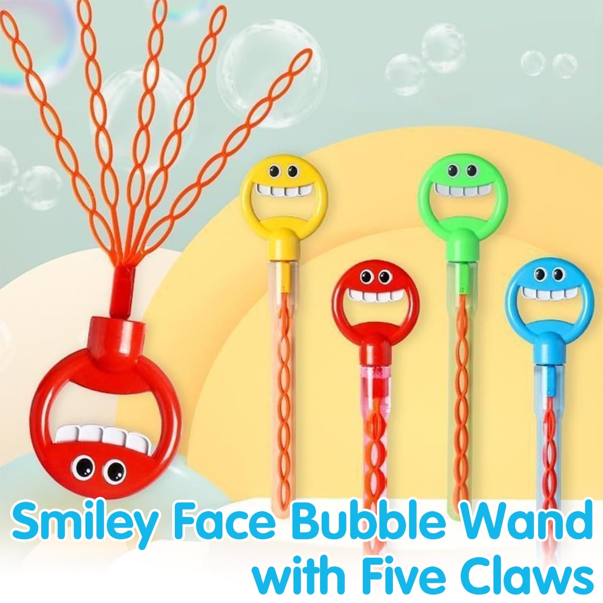 32 Hole Smiley Face Bubble Wand With Five Claws, 32-Hole Smiley Face Bubble Wand, Bubble Blowing Machine Toy