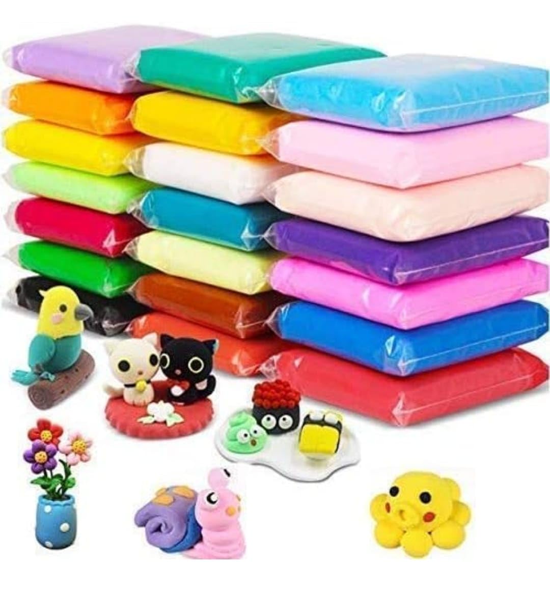 Waaome (36 Pcs Cley) Ultra Light Modelling NonToxic Bouncing Cley Multicolor Air Dry Cley Magic Diy Multicolor Foam Cley With T