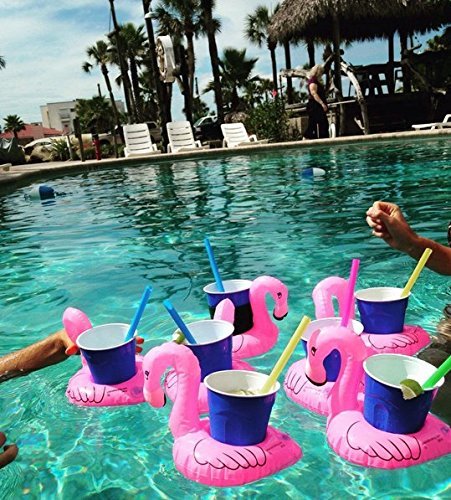 Supoice Inflatable Flamingo Drink Holder 12 Pack - 18x16x16.5cm PVC Coasters for Pool Party, Beverage Cans & Cups, Fun Design