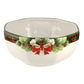 Spode Christmas Tree Tartan Octagonal Bowl - 9in Ceramic with 22 Carat Gold Accents, Red, Model 1698383