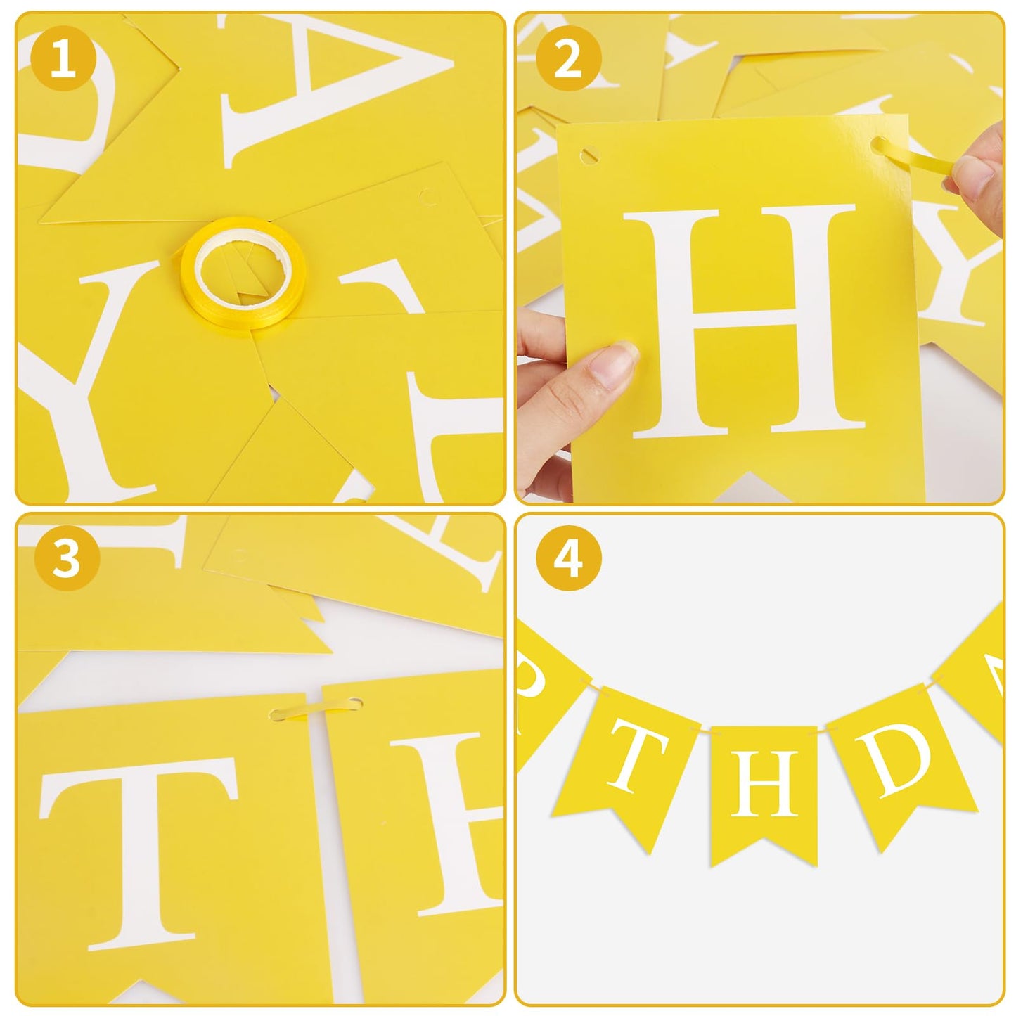 Waenerec Yellow Birthday Banner Sign Happy Birthday Bunting Banner Garland For Kids Girl Woman Birthday Tea Party Decorations Bunting Flag Birthday Party Supplies