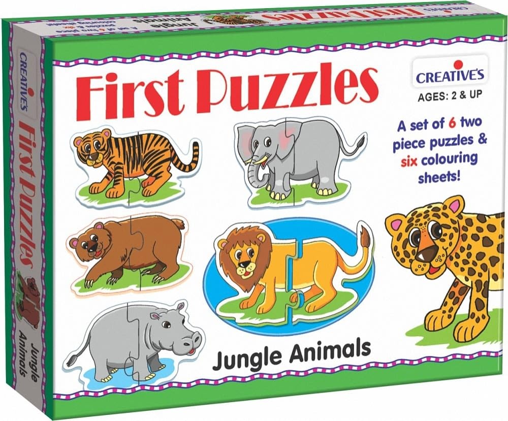 CreativeS First Puzzles  Jungle Animals | 6 Jigsaw Puzzle Set With 2 Pcs Each| PreSchool Learning & Educational Puzzle Set| B