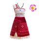 hewtwerck Moana Costume for Girls Adventure Outfit Ocean Princess Birthday Party Dress Up with Accessories (White Red, 3Years-4Y