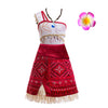 hewtwerck Moana Costume for Girls Adventure Outfit Ocean Princess Birthday Party Dress Up with Accessories (White Red, 8Years-9Y