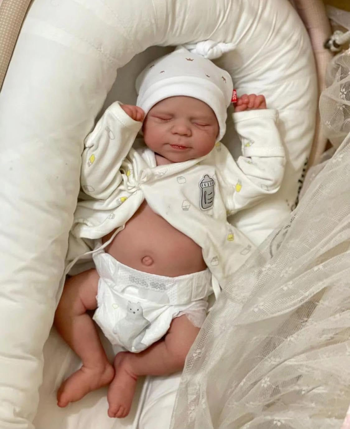 Zero Pam 45 Cm Real Life Reborn Baby Dolls Boy Eyes Closed With Realistic Veins, 18 Inch Lifelike Poseable Anatomically Correct