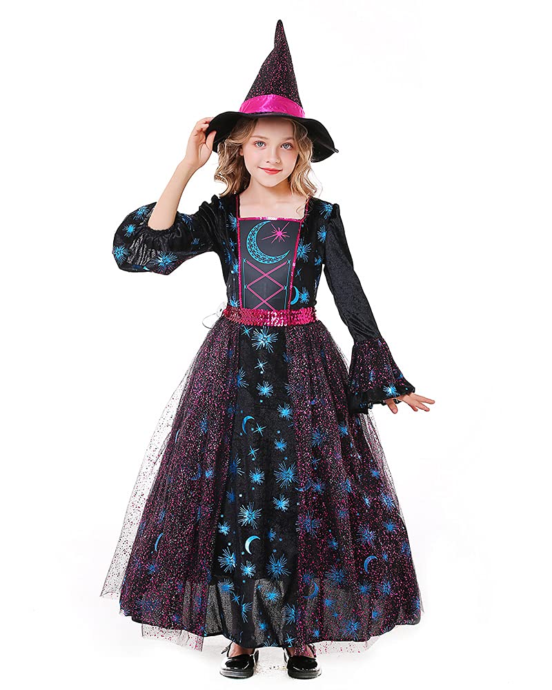 Seasons Girls Light Up Deluxe Moonlight Witch Costume (M(8-10))