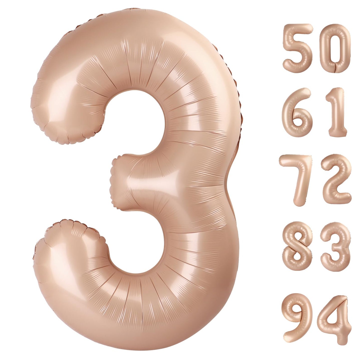 Light Brown 3 Balloon, Tan Number Balloons 40 Inch, Beige 3Rd Birthday Decorations For Kids Girls Boys, Men Women Sandy Brown Pa