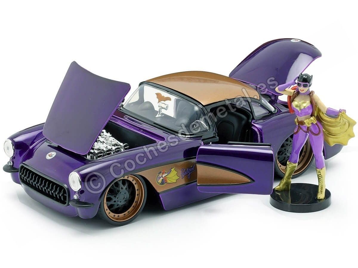 Jada Toys 1: 24 1957 Chevy Corvette W/Batgirl Figure (Blue)