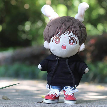 Niannyyhouse Black Hoodies With Pocket Dark Blue Jeans 7.8In(20Cm) Plush Humanoid Stuffed Doll Clothes (Black)