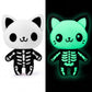 2 Pack Halloween Skeleton Cat Plush, Glow in The Dark Cat Stuffed Animals