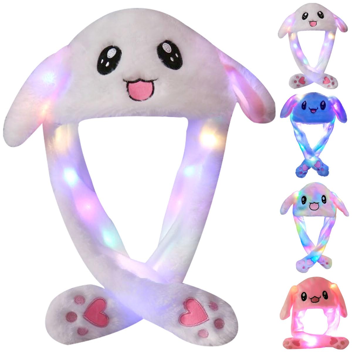 Arcimatto Animal Hat Plush Bunny Dress Up Cosplay Party Christmas Holiday Rabbit Cap for Kids Adults (White Rabbit)