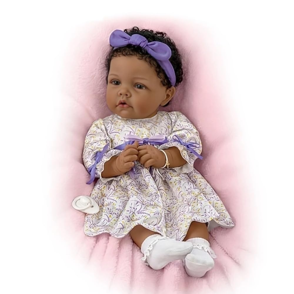 The Ashton-Drake Galleries All God's Grace Baby Doll by Elly Knoops  20 inches  Purple Dress  Real Touch Vinyl