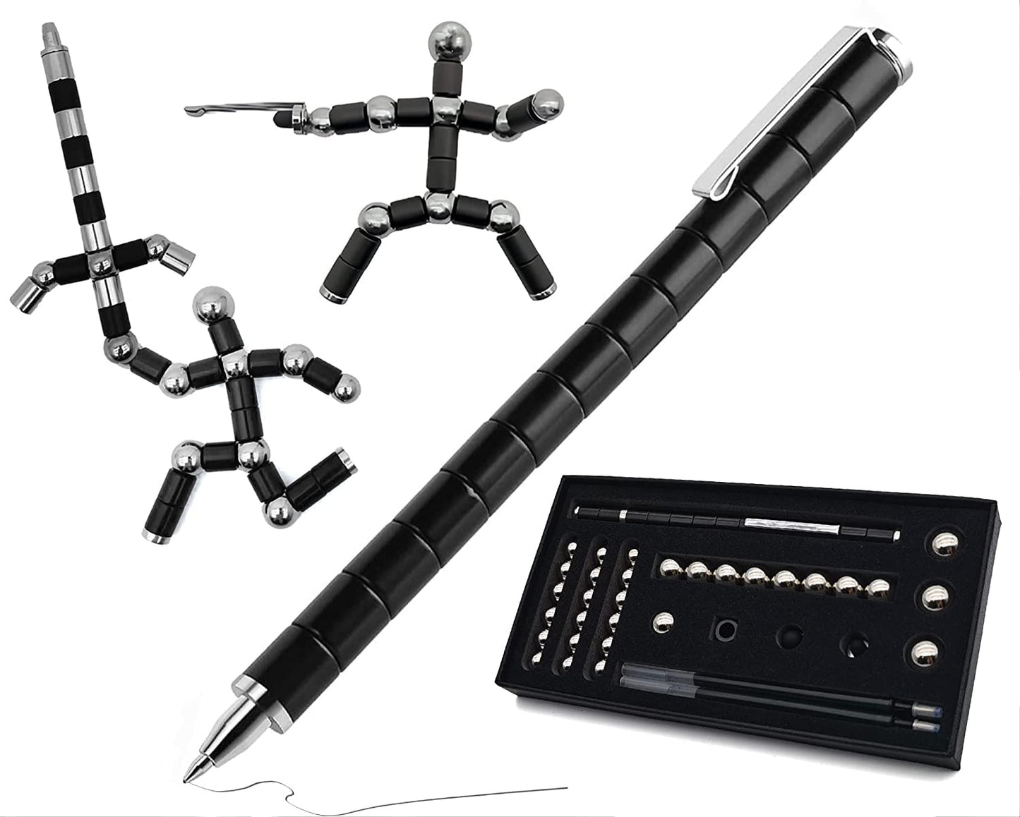 Lewuxian Toy Pen Set, Decompression Magnetic Metal Pen, Eliminate Pressure Fidget Toy,Multifunctional Deformable Magnet Writing