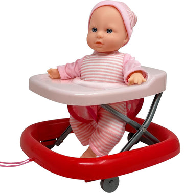 Baby Doll Set With 12 Inch Soft Baby & Foldable Small Baby Doll Walker, Soft Baby Doll Accessories Set, Baby Doll Toys, Baby Doll With Accessories, Learn To Walk Baby Dolls For Toddlers 3+