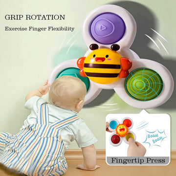 3Pcs Suction Cup Spinner Bath Toy For 1 2 Year Old Baby Toys Spinning Top Baby Toys Sensory Toys For Toddlers 1-3 (Classic)