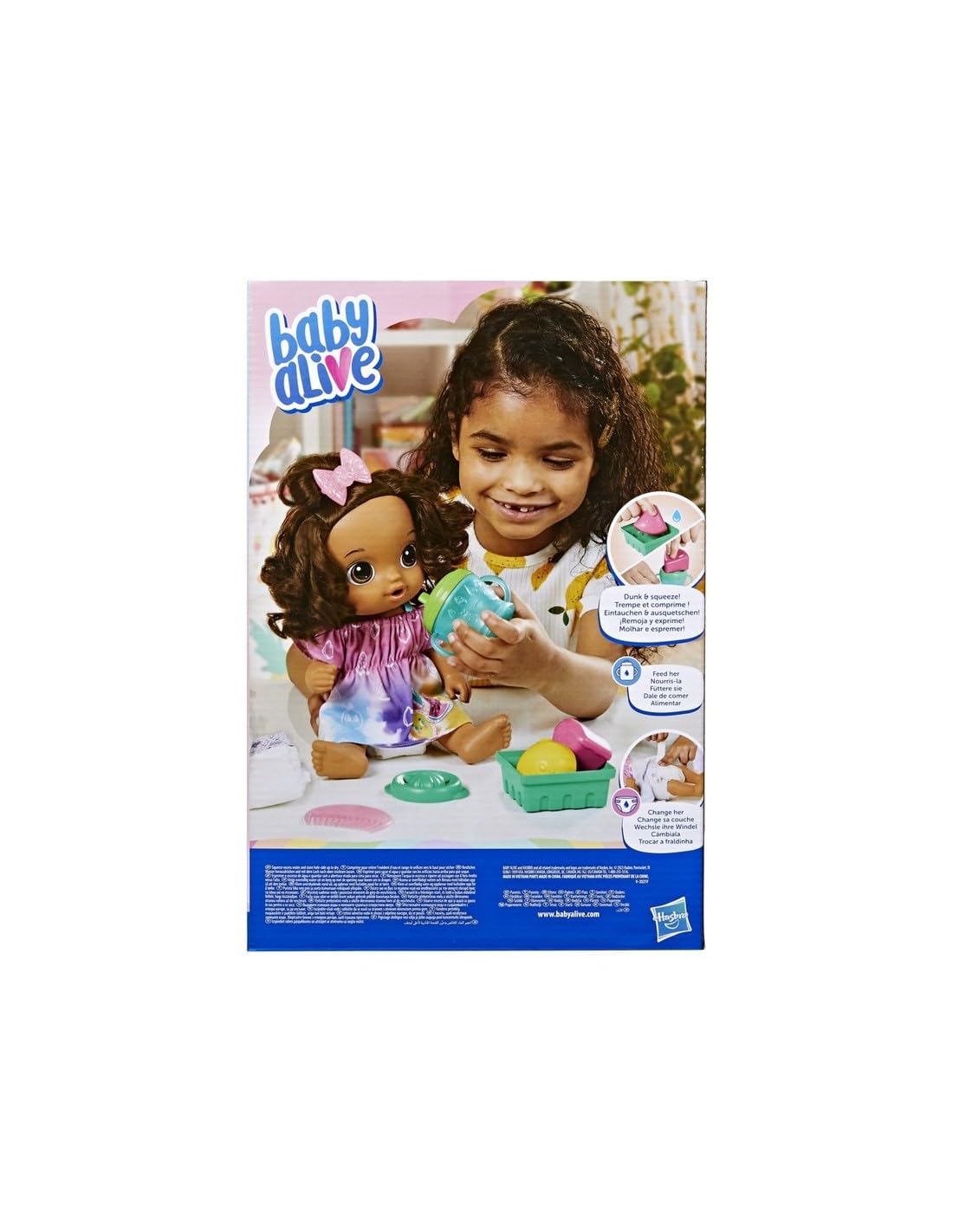 Baby Alive Fruity Sips Doll, Lemon, Toys For 3 Year Old Girls, 12-Inch Baby Doll Set, Drinks & Wets, Pretend Juicer, Kids 3 And Up, Brown Hair