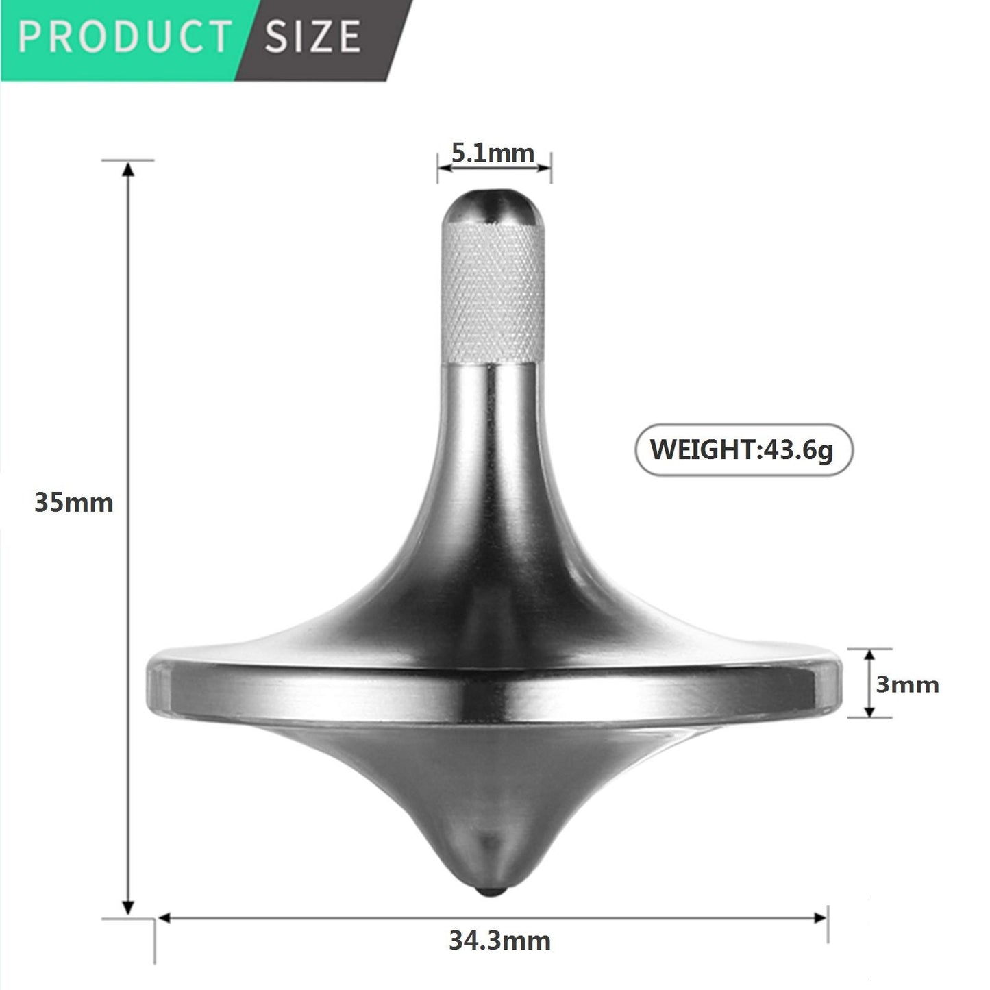 CHEETOP Stainless Steel Spinning Top  enhanced Exquisite Perfect Balance Well Made Metal Desk EDC Little Fidget Toy  Spin Long Time Over 6 Minutes  Great Value (Silver  Large Diameter 34mm)