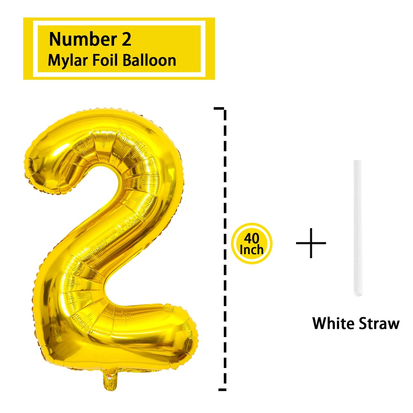 2 Number Balloon Gold 40 Inch Big Foil Mylar 2Nd Balloons For 2 Year Old Boy Girl Birthday Party Decorations Wedding Anniversary