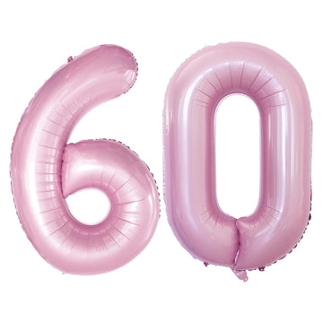 Goer Number 60 Balloons For 60Th Birthday Party Decorations,42 Inch Jumbo Foil Helium Balloons For 60Th Anniversary (Light Pink)