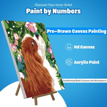 Wings Giant Framed Paint By Numbers Kit For Kids Ages 4-8, 8-12, Beginner Cartoon Dog Theme, Pre-Printed Acrylic Painting, (12 X