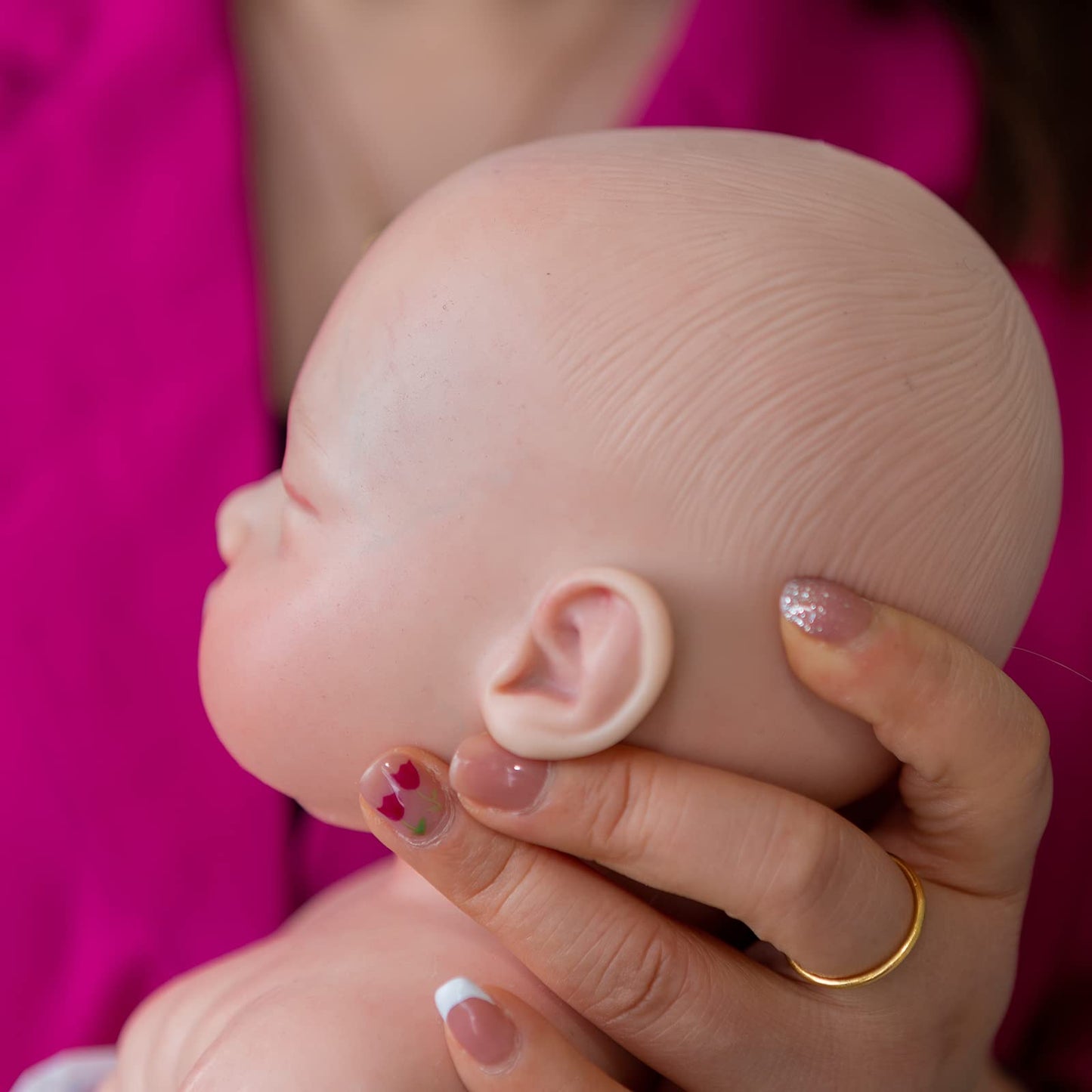 Ocsdoll Realistic Newborn Baby Doll 19Inch 6.5Lbs Platinum Liquid Full Solid Soft Silicone Reborn Baby Doll Girl Lifelike Baby Doll Weighted Sleeping Doll Closed Eyes