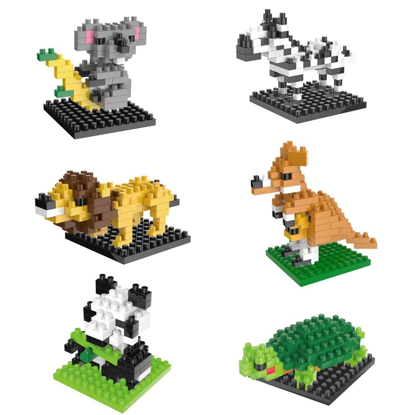 FUN LITTLE TOYS Mini Animal Building Blocks - 12 Pack Multicolor Plastic Party Favor for Kids, Small Toy Prizes, Goodie Bag Stuffers