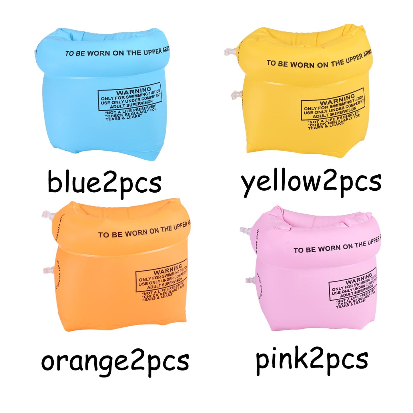 8 Pcs 4 Colors Arm Floaties Inflatable Swim Arm Bands Floater Sleeves Swimming Rings For Kids Toddlers And Adults