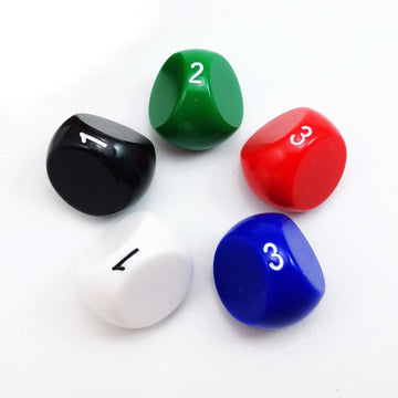 BESCON DICE Polyhedral D3 Gaming Dice - 3-Sided, Assorted Colors, 4 cm, 5-Piece Set